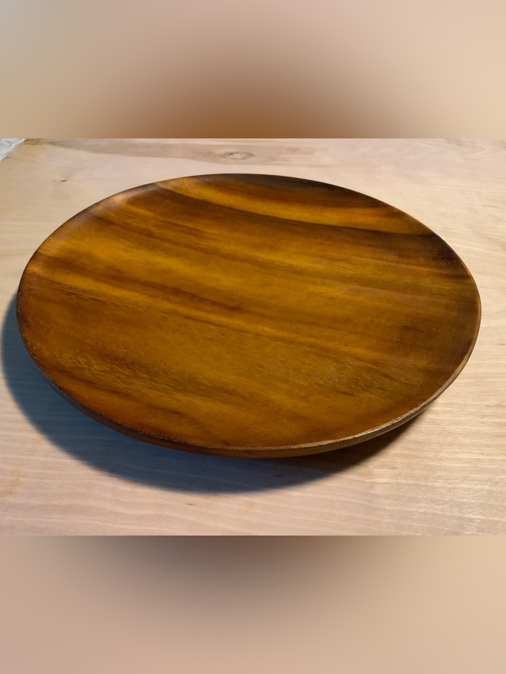 Handcrafted Wooden Serving Plate 12” - Brown